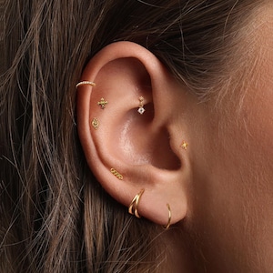 20G/18G/16G Crest Push Pin Labret •  Threadless Flat Back Earring • Tragus Stud • Flat Back Stud • Helix Stud • Cartilage Stud