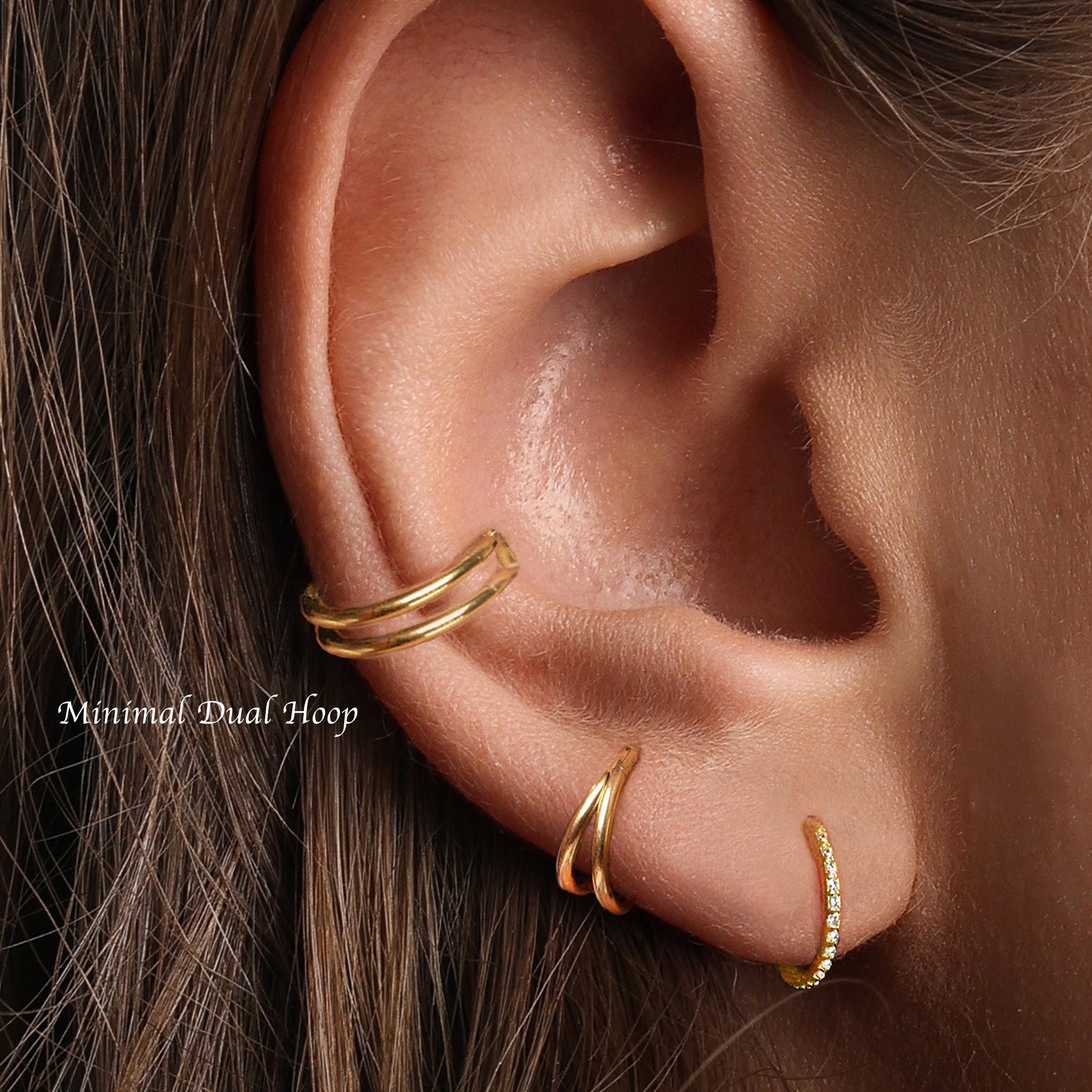 A+Grade •Titanium • Minimal Dual Hoop • Hinged Segment Nose Ring • Septum Clicker Ring • Cartilage Hoop • Nose Ring • Helix Earring Hoop