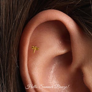 20G/18G/16G Libelle Push-Pin Labret • fadenlose flache Rückseite Ohrring • Tragus Bolzen • flache Rückseite Bolzen • Helix Ohrstecker • Knorpel Ohrstecker
