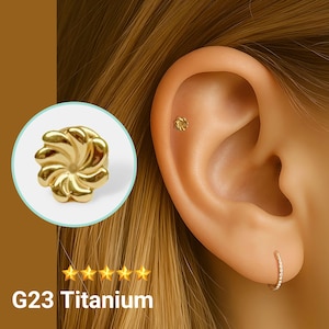 20G/18G/16G Flower Push Pin Labret •  Threadless Flat Back Earring • Tragus Stud • Flat Back Stud • Helix Stud • Cartilage Stud