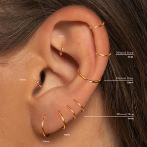Aro minimalista de acero quirúrgico 316L • Anillo para la nariz • Aro para la nariz flexible, sin costuras y muy pulido • Segmento sin costuras • Anillo para el tabique nasal • Aro Daith