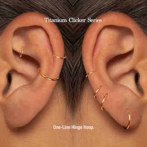 A+Grade •Titanium • One-Line Hoop • Hinged Segment Nose Ring • Septum Clicker Ring • Cartilage Hoop • Nose Ring • Helix Earring Hoop