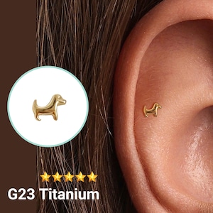 20G/18G/16G puppy push Pin Labret •  Threadless Flat Back Earring • Tragus Stud • Flat Back Stud • Helix Stud • Cartilage Stud