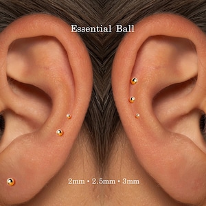 Grau A+ • Titânio • Brinco de pino de pressão com pino de esfera • Brinco sem rosca com parte traseira plana • Pino de tragus • Pino de parte traseira plana • Pino de hélice • Pino de cartilagem