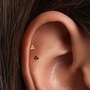 Triangle Push Pin Labret Trio for a Chic Ear Piercing Collection • Earring • Flat Back Stud • Helix Stud (Titanium earrings)