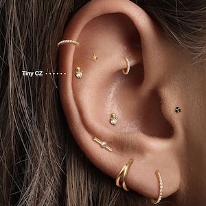 20G/18G/16G Tiny CZ Push Pin Labret •  Threadless Flat Back Earring • Tragus Stud • Flat Back Stud • Helix Stud • Cartilage Stud