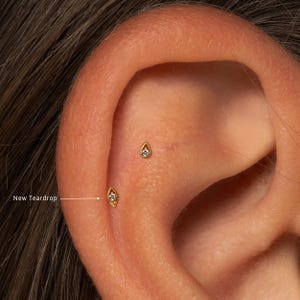 A+Grade •Titanium • Teardrop Push Pin Labret •  Threadless Flat Back Earring • Tragus Stud • Flat Back Stud • Helix Stud • Cartilage