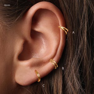 Titanium Double 16G Hoop Clicker • 3 Design Options • Hinged Segment for Septum, Helix, Cartilage • Nose Piercing Jewelry