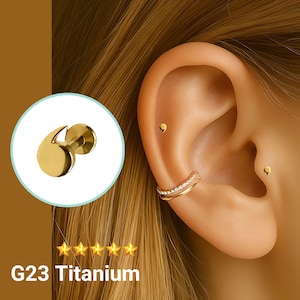 20G/18G/16G Comma Push Pin Labret •  Threadless Flat Back Earring • Tragus Stud • Flat Back Stud • Helix Stud • Cartilage Stud