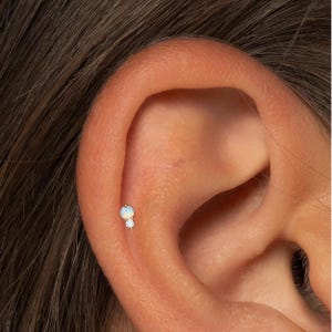 A+Grade •Titanium • Opal Push Pin Labret •  Threadless Flat Back Earring • Tragus Stud • Flat Back Stud • Helix Stud • Cartilage Stud
