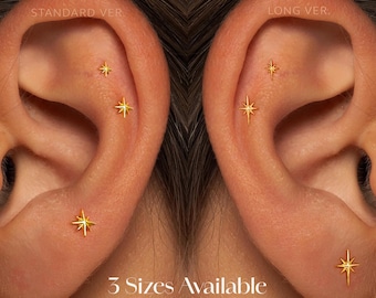 20G/18G/16G steekspeld labret • Draadloze oorbel met platte achterkant • Tragusknop • Knop platte achterkant • Helixknop • Kraakbeenknop