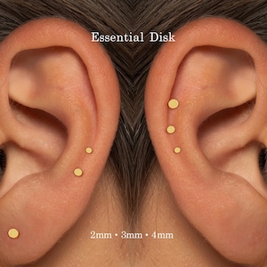 Flat Back Threadless Disc Stud • G23 Titanium Push Pin Earring • 20G 18G 16G • Minimalist Cartilage Tragus Helix Labret Jewelry