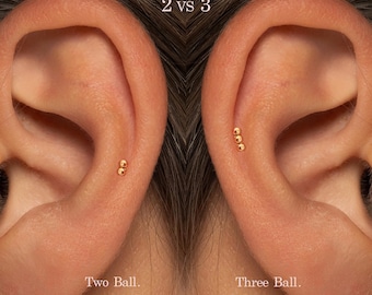 Labret com pino de pressão de 20G/18G/16G e 2 ou 3 bolas • Brinco sem rosca com base plana • Piercing para tragus • Piercing com base plana • Piercing para hélix • Piercing para cartilagem
