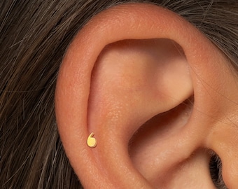 20G/18G/16G Komma Push-Pin-Labret • fadenlose Ohrring mit flacher Rückseite • Tragus Ohrstecker • Flacher Ohrstecker • Helix Ohrstecker • Knorpel Ohrstecker