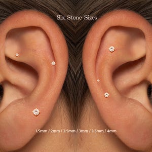 Flat Back Threadless Push Pin Stud • 20G 18G 16G Cartilage Earring • 1.5mm–4mm Tragus Helix Stud • Labret Piercing Jewelry