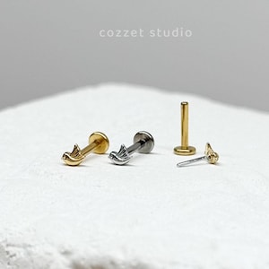 Labret con perno a pressione Mini Bird 20G/18G/16G • Orecchino senza filettatura con parte posteriore piatta • Perno per trago • Perno con parte posteriore piatta • Perno per elica • Perno per cartilagine