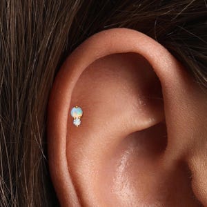 A+Grade •Titanium • Opal Push Pin Labret •  Threadless Flat Back Earring • Tragus Stud • Flat Back Stud • Helix Stud • Cartilage Stud