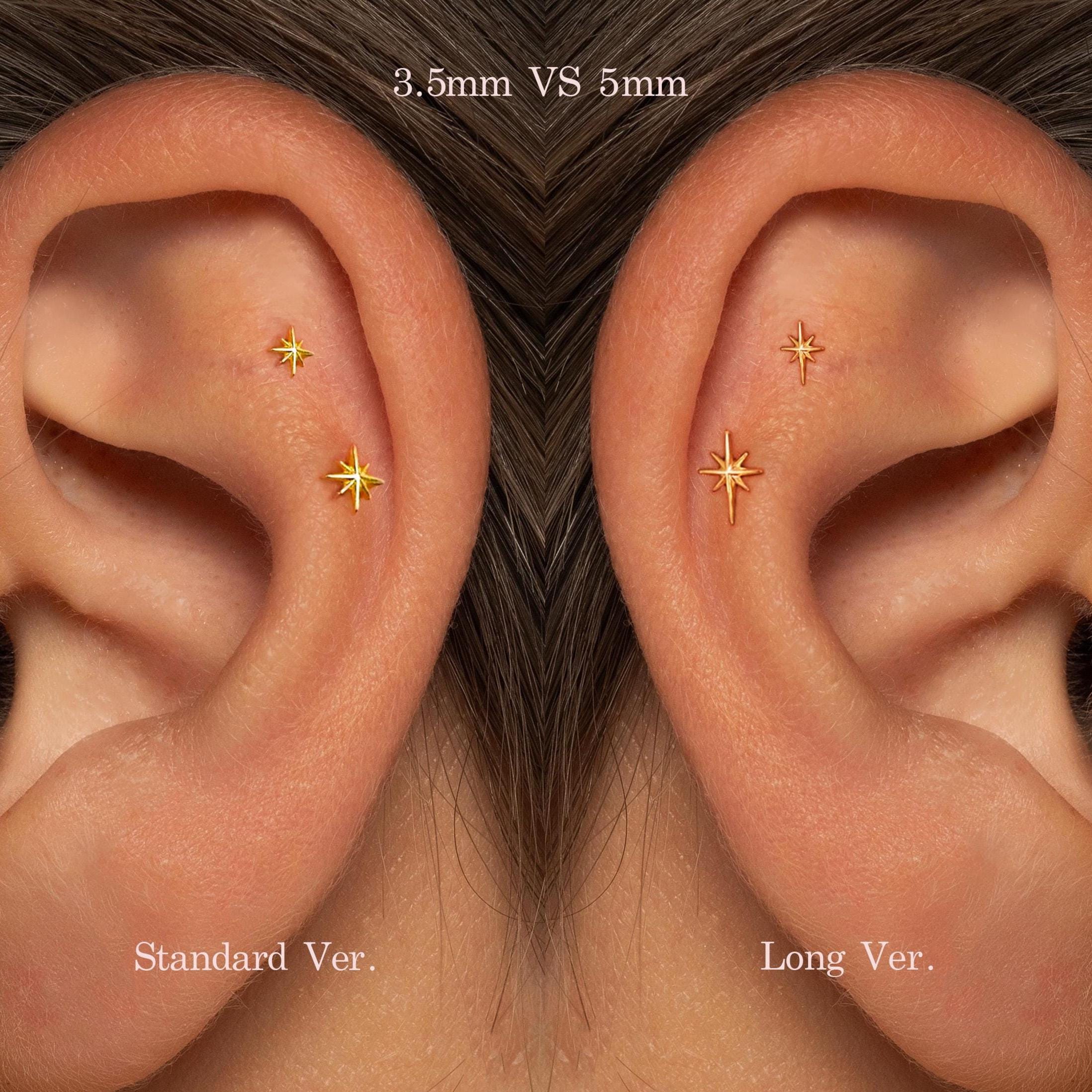 20G/18G/16G Star burst Push Pin Labret •  Threadless Flat Back Earring • Tragus Stud • Flat Back Stud • Helix Stud • Cartilage Stud