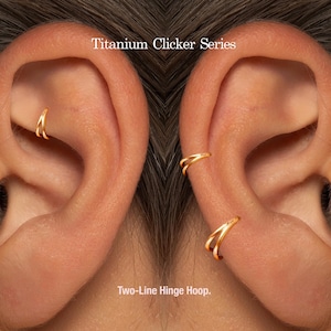 A+Grade  •Titanium • Two-Line Hoop • Hinged Segment Nose Ring • Septum Clicker Ring • Cartilage Hoop • Nose Ring • Helix Earring Hoop