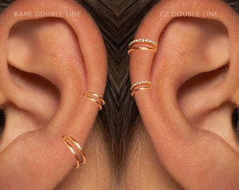 Grado A+ • Titanio • Aro de doble línea • Anillo nasal con segmento articulado • Anillo de cierre para septum • Aro para cartílago • Anillo nasal • Aro para pendiente de hélix