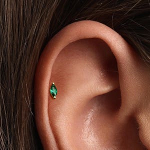 A+Grade •Titanium • Marquise Push Pin Labret •  Threadless Flat Back Earring • Tragus Stud • Flat Back Stud • Helix Stud • Cartilage Stud