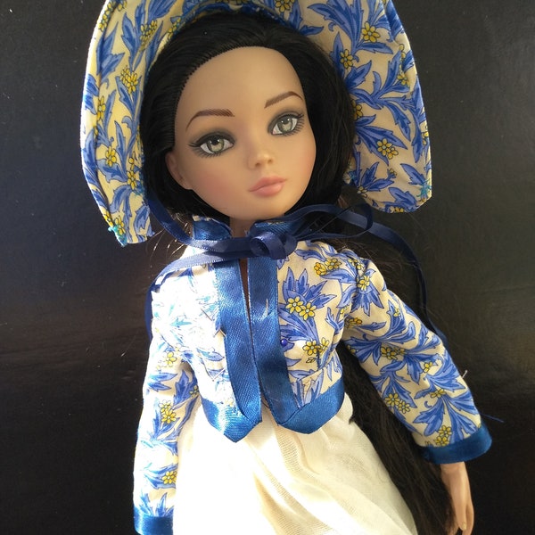 Georgiana - A Regency Outerwear set for Ellowyne Wilde and 17" fashion dolls, featuring Pelisse, Spencer and Poke Bonnet