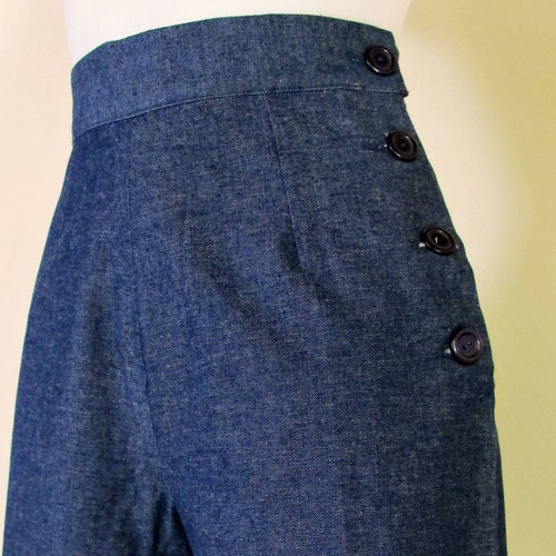 Custom Made 1950s Style Women Denim High Waisted Shorts or - Etsy
