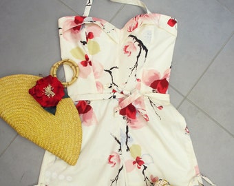 Swell Dame playsuit with orchid floral print / Made to measure/Many more fabric options