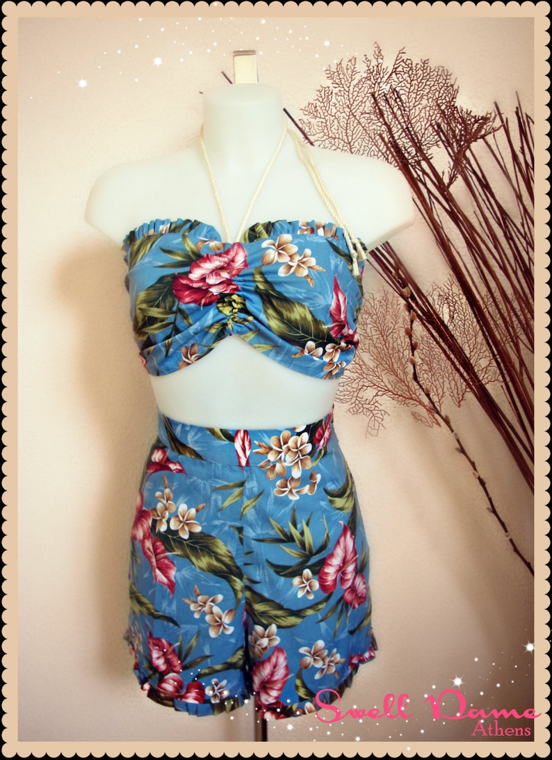 40s-50s Vintage Playsuits, Jumpsuits, Rompers History Swell Dame 1950s reproduction playsuit with hawaiian tropical print fabric Many fabric choices!!! $125.96 AT vintagedancer.com