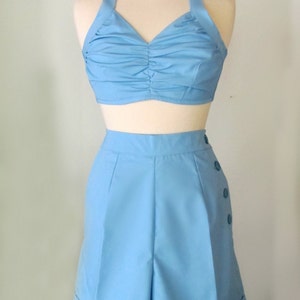 Swell Dame  1950s reproduction playsuit beach set big variety of plain colors/fabrics