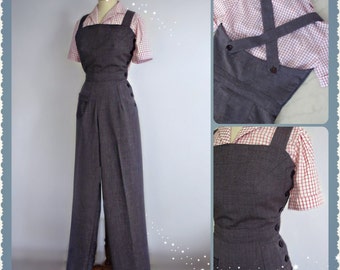 1940s  side buttoned custom made overalls in many fabrics,colors all sizes