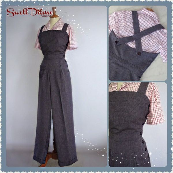 1940s  side buttoned custom made overalls in many fabrics,colors all sizes