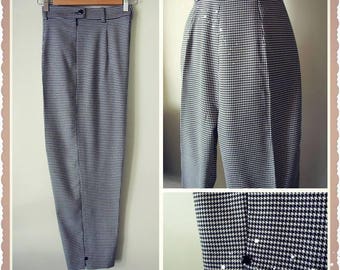 Swell Dame 1950s style women high waisted houndstooth cigarette pants capris