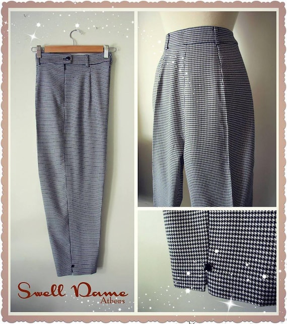 Swell Dame 1950s style women high waisted houndstooth cigarette pants capris