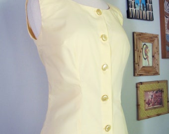 1950s style button front cotton blouse custom made in many colors,fabrics,all sizes