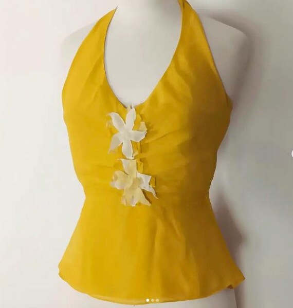 Vintage BCBGMAXAZRIA Chiffon Peplum Top With Halterneck Size Small Etsy UK