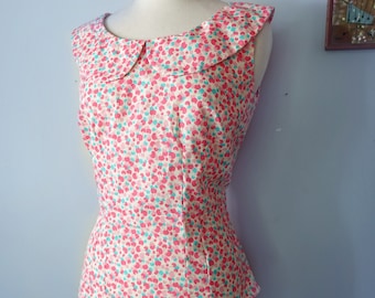1950s Style Sleeveless Blouse: Made-to-Measure Rounded Collar Top