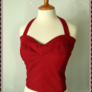 Swell Dame 1950s bustier sun top with adjustable straps Made To Order in your measuremments and in ANY Color image 2