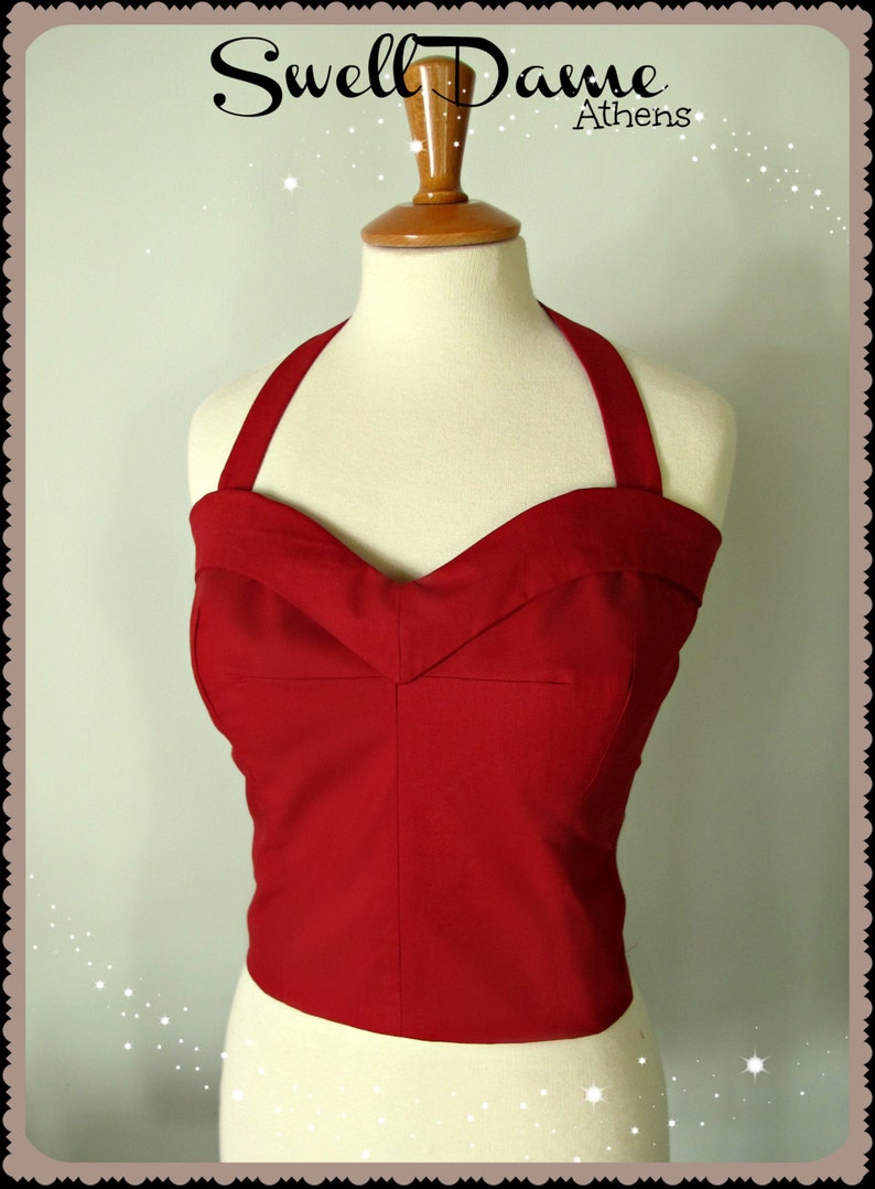 Swell Dame 1950s bustier sun top with adjustable straps Made To Order in your measuremments and in ANY Color image 2