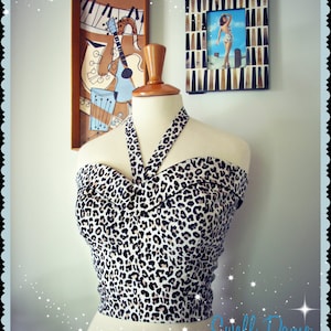 Swell Dame 1950s leopard or zebra bustier/ top with adjustable straps Made To Order in your measurements