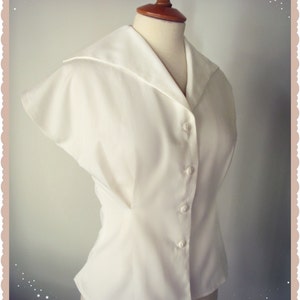 Handmade 1950s womens white shirt from original pattern all sizes & colors