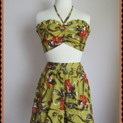 Swell Dame 1950s reproduction combishort avec imprimé exotique