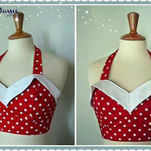 Swell Dame 1950s vintage style polka dot bustier top, made to order