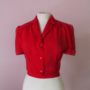 Swell Dame custom made 1940s repro vintage style cropped blouse shirt in many fabrics available