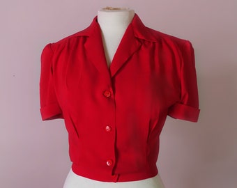 Swell Dame Maßgeschneiderte 1940s Repro Vintage Style Kurzblusen-Hemd in vielen Stoffen erhältlich