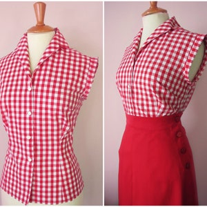 Swell Dame 1950s gingham blouse shirt in many colors,All sizes ,Made to order