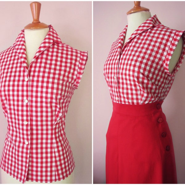 Camisa de blusa Swell Dame 1950s gingham en muchos colores, todos los tamaños, hechos a pedido