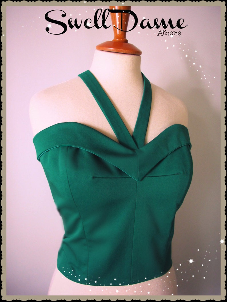 Swell Dame 1950s bustier sun top with adjustable straps Made To Order in your measuremments and in ANY Color image 3