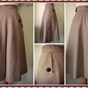 Swell Dame 1950s skirt with buttton detailed side pockets and center pleat