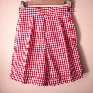 Swell Dame 1950s style women high waist gingham shorts with side buttons or zipper ANY color ALL sizes